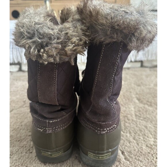 Women’s Boots Rain Winter Snow Mid-Calf Green Duck Boot Faux Fur Lace Up Size 9 - Picture 4 of 6